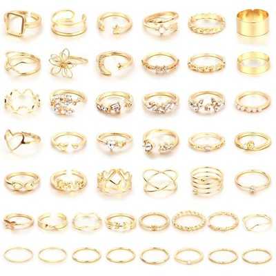 46Pcs Gold Knuckle Rings Set For Women, adjustable Gold Rings Pack ...