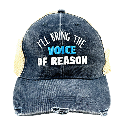 Adult I'LL BRING THE VOICE OF REASON CAP Blue Ivory - OSFM - Adjustable ...