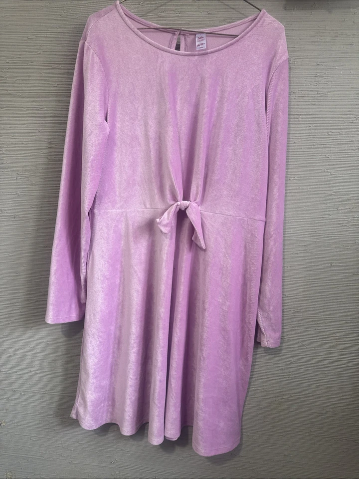 Новый с Ярлыками Justice 20/22 розовый вельвет эластичной узел переднее платье праздничное платье - Изображение 2 из 4