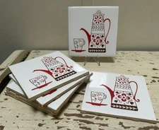 Vintage Ceramic Tile With Tea Pot Design Lot Of 7