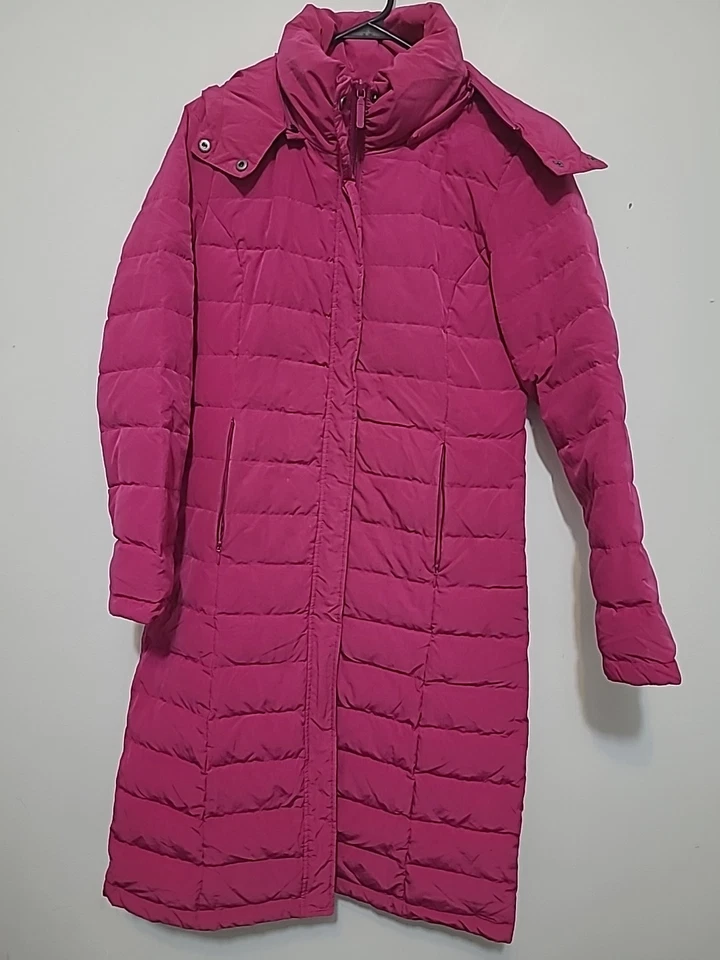 Jaqueta Parka Longa Feminina Garnet Hill Rosa Preenchida com Capuz 4 P - Imagem 2 de 4