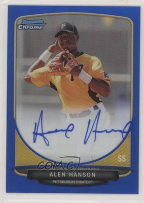 2013 Bowman Chrome Prospects Blue Refractor 71/150 Alen Hanson #BCP-AH Auto nd3