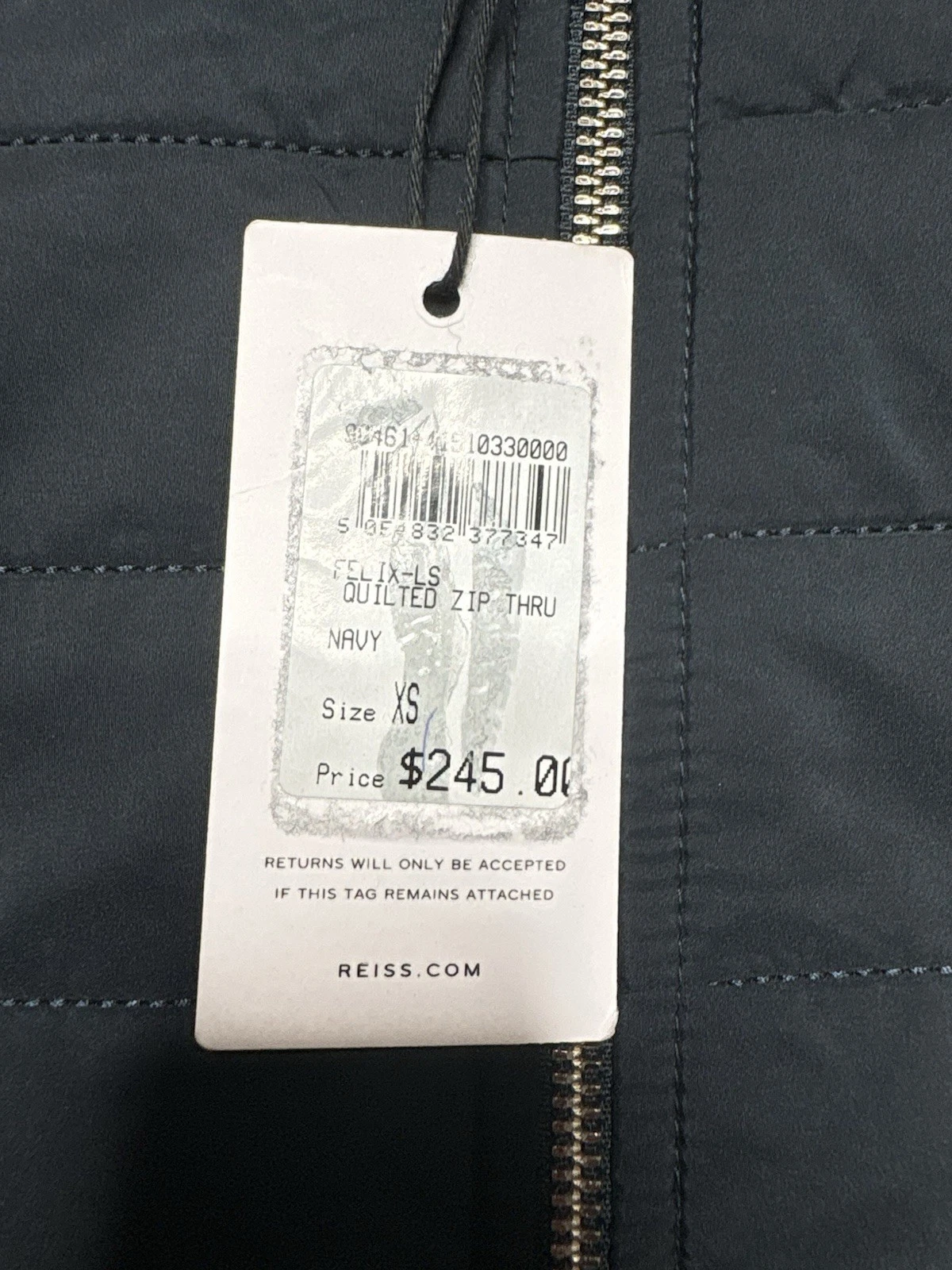 Reiss Hybrid Quilted Zip Through Jacket Coat Navy Felix Freddie Mens Size XS - product detail image 4