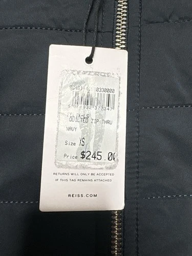 Reiss Hybrid Quilted Zip Through Jacket Coat Navy Felix Freddie Mens Size XS image 4