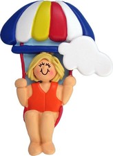 Parasailing Female Blonde Personalized Christmas Tree Ornament
