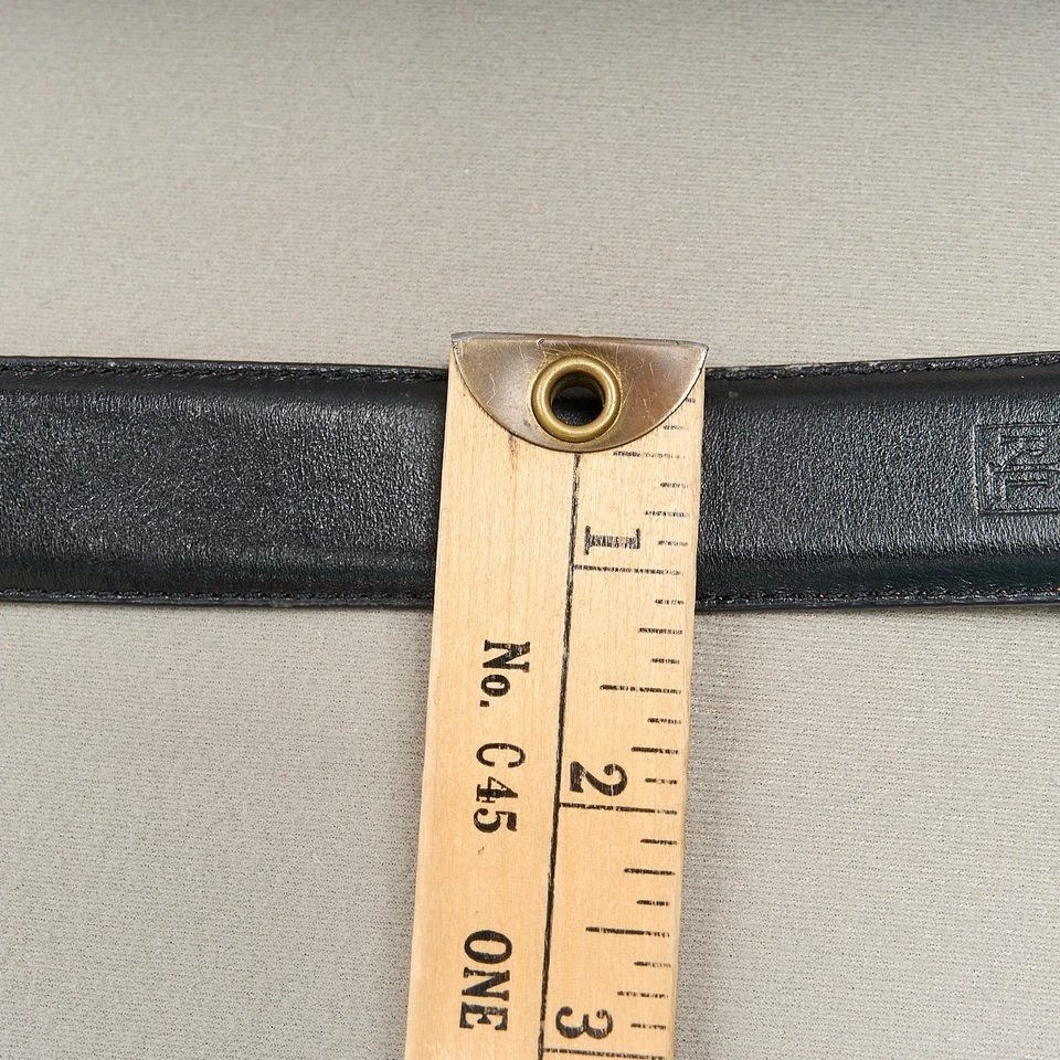 Vestido Lauren Ralph Lauren de cuero negro con cinturón para hombre 42 hebilla plateada Foto 4 de 4