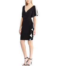 American Living Womens Colorblock Ruffled Dress, black, 6
