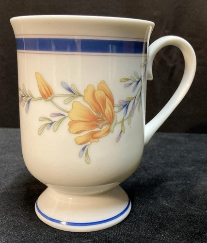 Princess House Exclusive Fine Porcelain Floral Flower Footed Coffee Cup 10oz