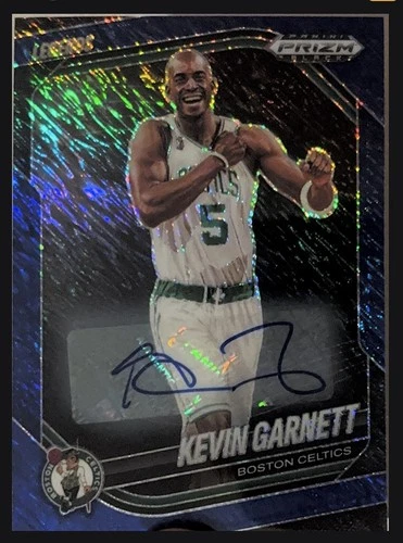 Panini 2024-25 Prizm Black Kevin Garnett #259 Blue Shimmer Auto 25/25 Book End
