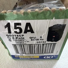 Square QO215CP 2 Pole 15 Amp 240V Circuit Breaker (5 Pack) New