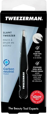 Tweezerman Tweezers Professional Slant Stainless Steel Hair Pluckers Black Large