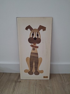 Vintage MCM Welpe Hund Druck an Bord Robery Lyons 1960er Wandbild USA
