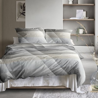 Irisette Mako Satin Bettwäsche Wave 8525-11 Streifen grau 135x200
