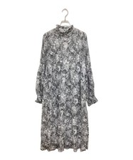 GANNI Pleated Georgette Dress/ F5033/ Gray/ Size 38 (Parallel Item)