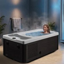 69 in. 1-Person 2-Jets All-in-One Cold Plunge and Hot Tub with Built-in Chiller,