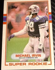 1990 Topps Michael Irvin Super Rookie Dallas Cowboys HOF NFL Football Card. rookie card picture