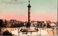 Vintage Paris Place de la Bastille Postcard with July Column