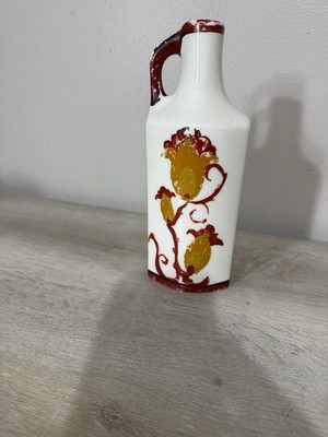 Vintage Gerda Czechoslovakia Art Pottery Vase 8.5  Hand Painted Floral 