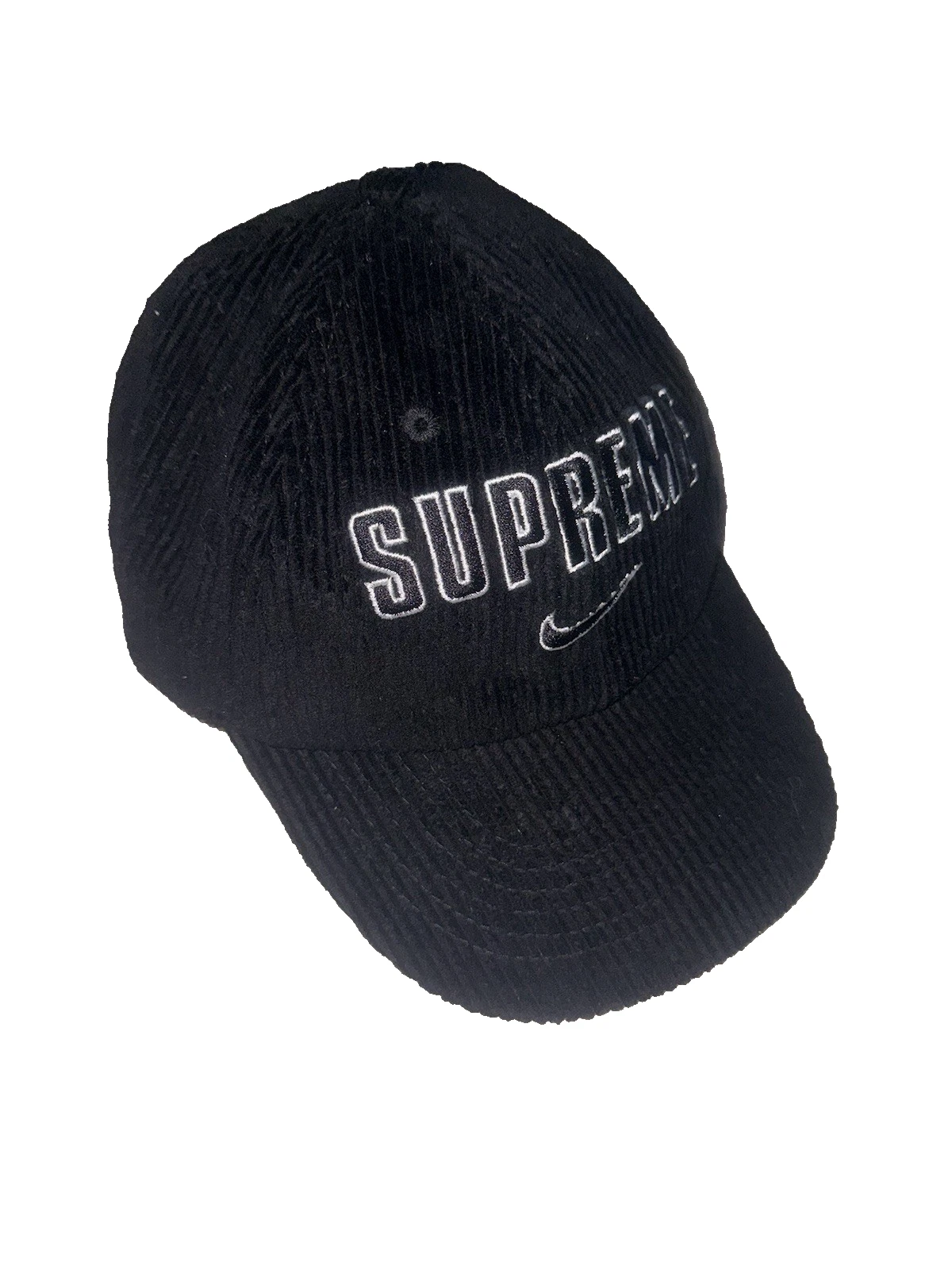 Casquette Supreme x Nike SS22 Arc velours côtelé 6 panneaux noire