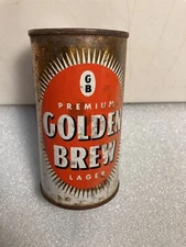 GRACE BROTHERS GOLDEN BREW 12OZ. FLAT TOP STEEL BEER CAN. CALIFORNIA. EMPTY