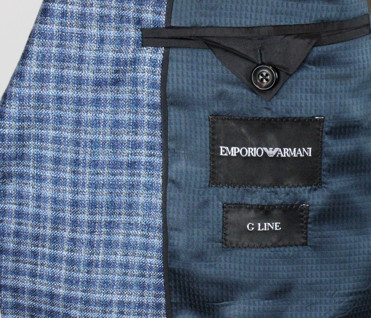 Emporio Armani Sport Coat 48 R fits 46 Blue Check Viscose G