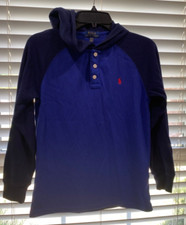 Boys Polo By Ralph Lauren Long Sleeve Slip On Shirt with Hoodie Large 14/16