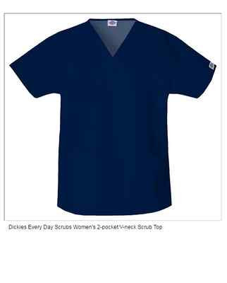 {MED} Women's Dickies Medical Scrub Top EDS V-neck Top Navy 810506