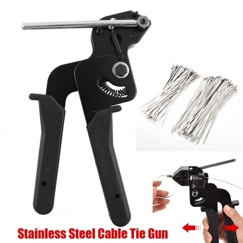 Cable Tie Tool Gun Stainless Steel Cable Tie Tool With 200X Metal Zip Ties - Picture 8 of 12