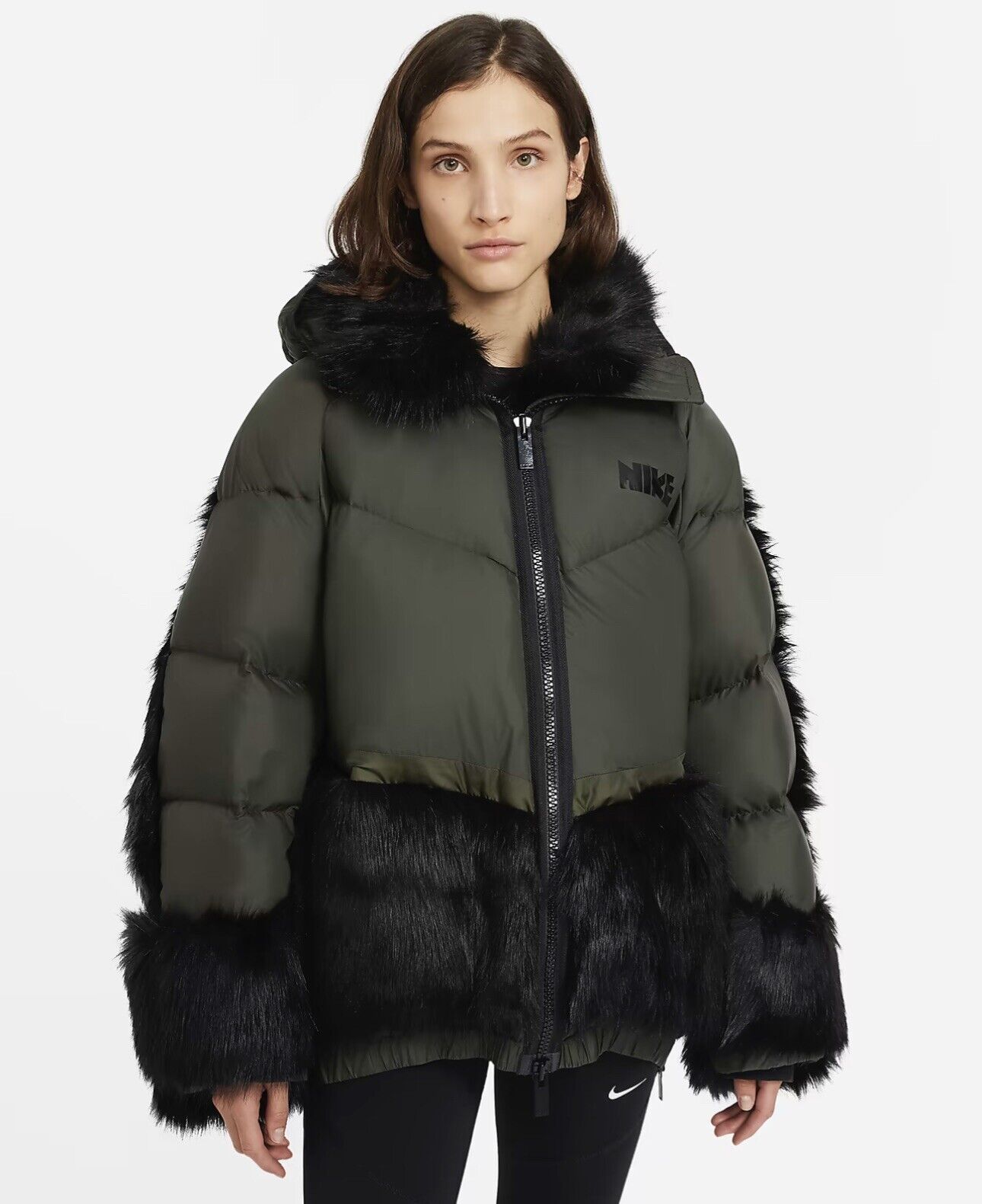 Sacai x Nike womens mrsp $600 Puffy Down Parka Coat Jacket S nikelab ...