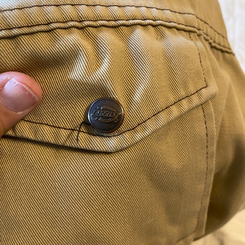 Chaqueta De Colección Dickies Para Hombres 44 Larga Caqui Lona Roja Forrada de Vellón Mecánica Trabajo Años 70 - Imagen 13 de 13
