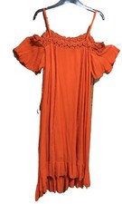 Roman dress Size 10-12 Coral Summer Long Lightweight Off Shoulder Brand New