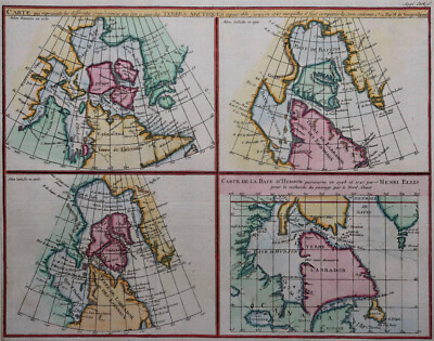 Kanada 4x - Hudson Bay - Nordwestpassage - Vaugondy 1779 - Grönland - Rare map