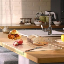 Acrylic Cutting Board Clear Cutting Board w/ Counter Lip for Kitchen Countertop