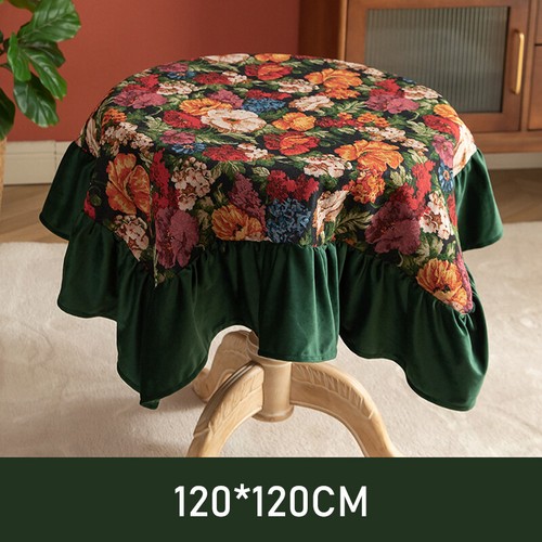 Jacquard Yarn-Dyed Floral Tablecloth Round Lotus Leaf Room Table Cloth - Picture 15 of 16