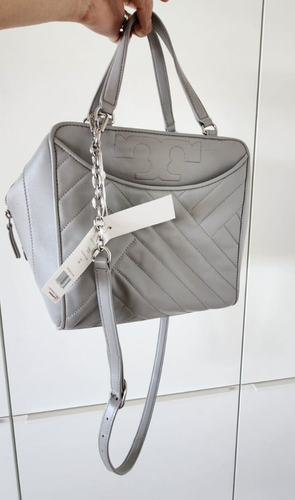 New Tory Burch Alexa Satchel Handbag -Concrete Gray 10x10x6.5" - Picture 8 of 15
