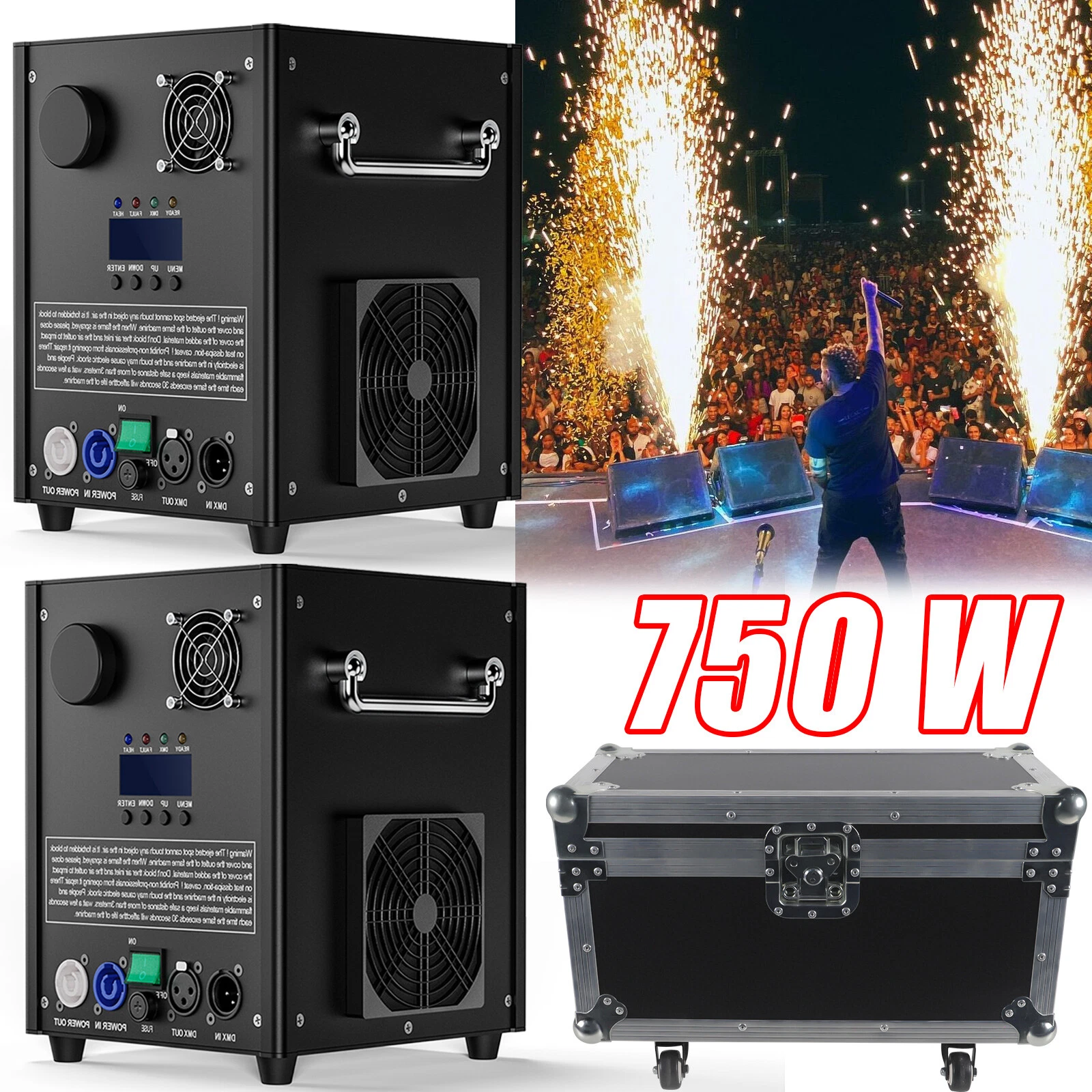 4X COLD SPARK Machine Mit Flight Case DMX Sparkular Funkenmaschine Weiß