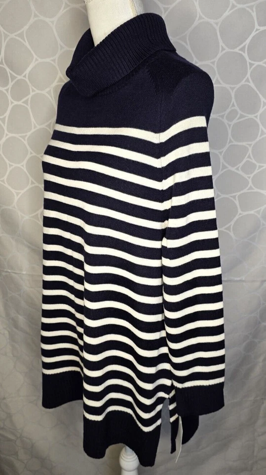 Isabella Oliver M Maternity Sweater Tunic 100% Merino Wool Striped Turtleneck - Image 2 of 4