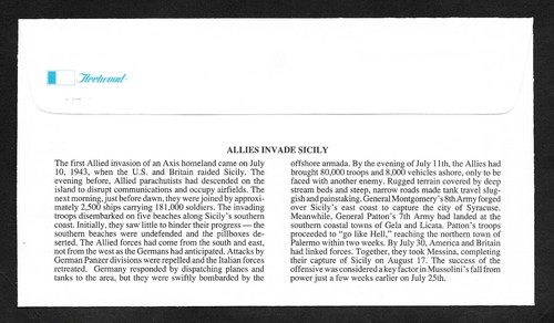 #2765c 29c WWII-1943: Allies Invade Sicily- Fleetwood FDC - Picture 2 of 2