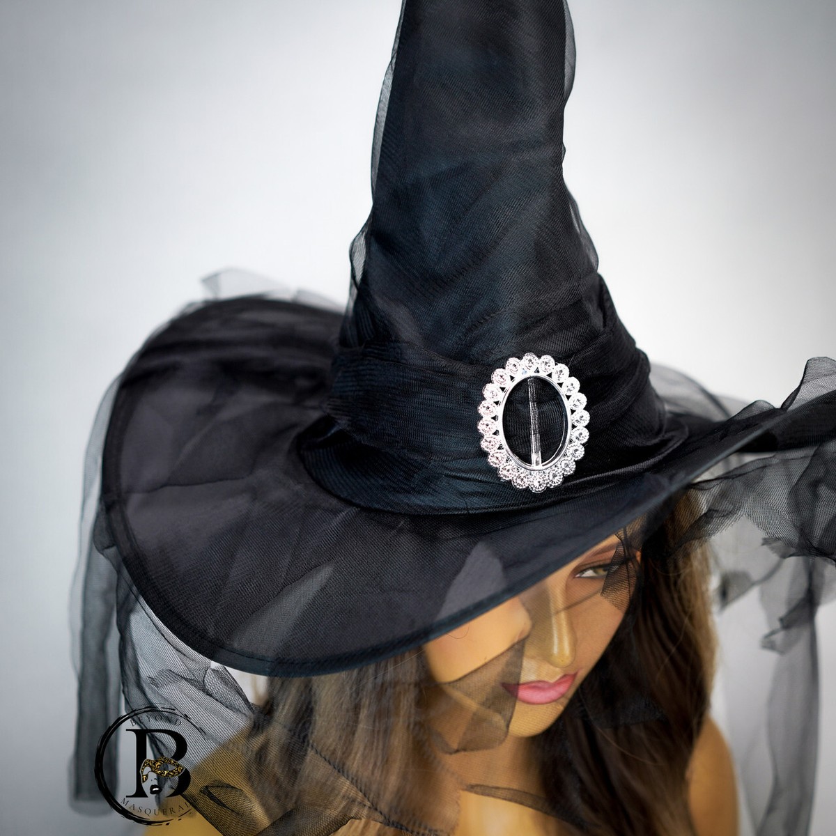 ?‍♀️Glam Witches Hat with veil Amazon.com: Edussy Lace Halloween Witch Hat with Veil  main image 2