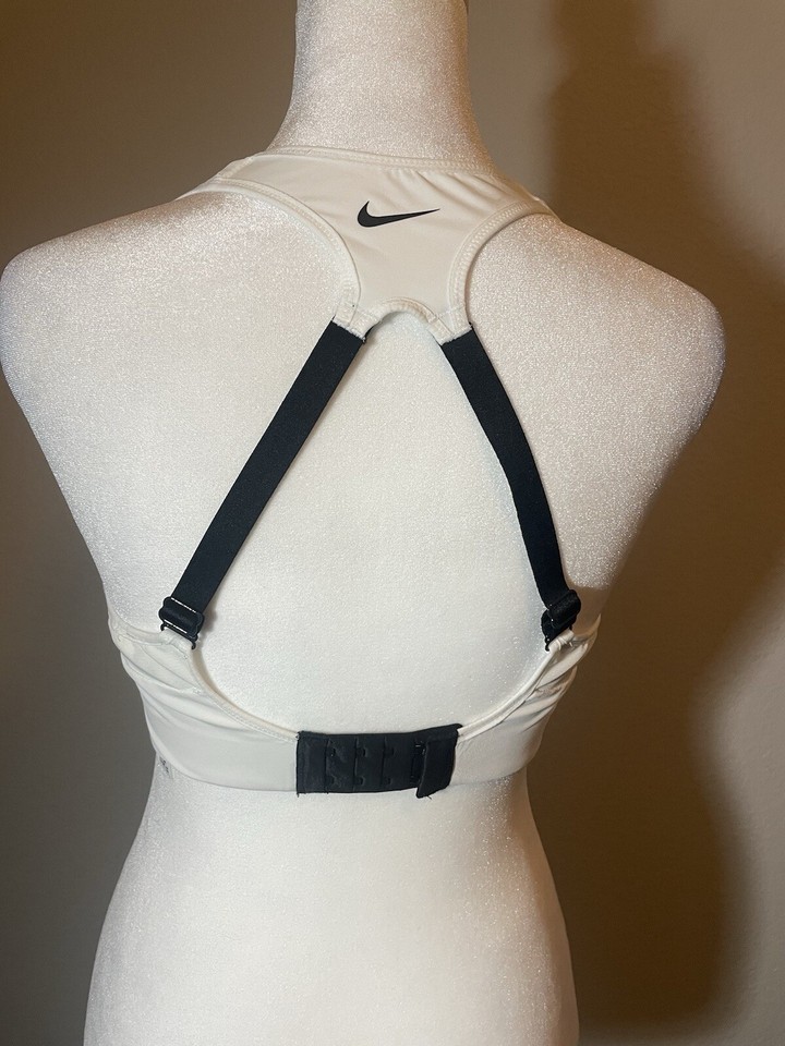 Nike Sports Bra White With Black Adjustable Straps, AC Cups, Sz Medium