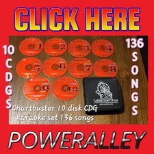 Chartbuster Karaoke CDG 10 disk set 136 songs with padded carry pouch