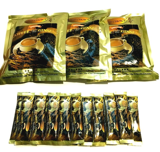 Gold Choice Instant Premix Ginseng Coffee 20 Sticks x 20 g ( Pack of 3