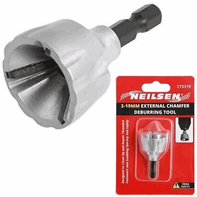 Neilsen External Chamfer Deburring Remove Tool 3mm - 19mm Drill Bit 1/4"