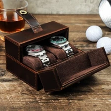 Genuine leather Portable Travel Watch Pouch Bag Watch Box Watch Protection Bag 