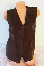 T.O.P.  (M) Vest Sueded Brown PEACOCK Rhinestone Studs PARIS Graphics Button Up