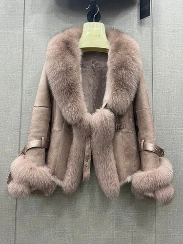 Women Rabbit Real Fur Collar Coat Skin Warm Jackets Ladies Fur Outwear Parka - Picture 28 of 28