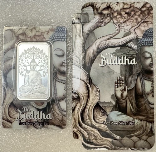 PAMP Suisse The Buddha 1 oz .999 Fine Silver Bar In Assay with Original Sleeve