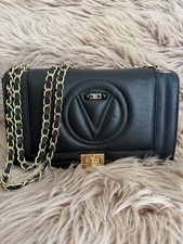Valentino Black Medium Shoulder Bag Gold Chai...