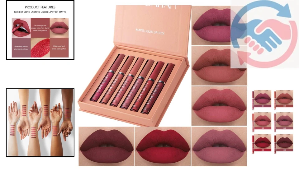 Essential Matte Lipstick Collection - 6 Waterproof Shades for Every Occasion - Image 2 of 4