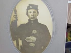 armed Civil War soldier Milo Arnold 112th New York Infantry cabinet photograph
